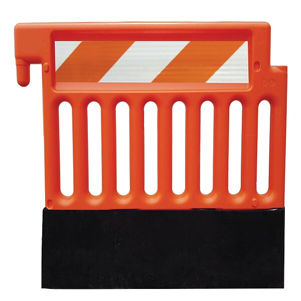 Zoro Select Pedestrian Barricade, Polyethylene, 51 lb, Orange - CSP-SW38-O-HIPFRHL-35B