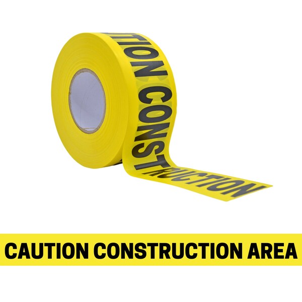 Wod Tape Barricade Tape, Black and Yellow, 3 inch Wide x Polyethylene, 3 mil - WOD BRC-CCA-03000-8-1000-BY