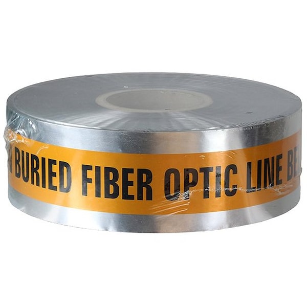 Dottie Detectable Warning Tape, Caution Buried Fiber Optic Line Below, Orange, Foil Bonded Polyethylene - DU10