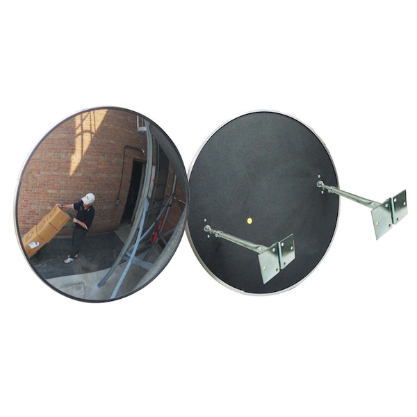Se-Kure 30 in. Outdoor Polycarbonate Convex with 2 Brackets - DCVO-PC-30T-PB