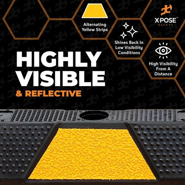 Xpose Safety Parking Stopper, Rubber, 4 in Height, 72 in Length - PBS-6-X