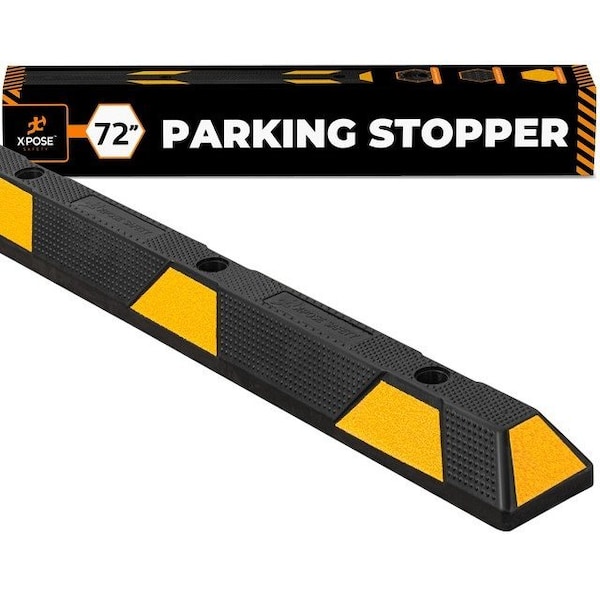 Xpose Safety Parking Stopper, Rubber, 4 in Height, 72 in Length - PBS-6-X