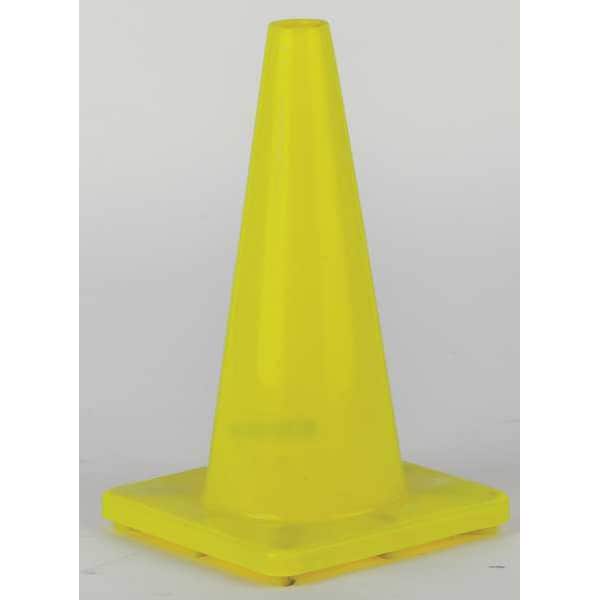 Zoro Select Traffic Cone, PVC, Non-Reflective, 18 in Height, 2.2 lb, Lime - 6FHA3