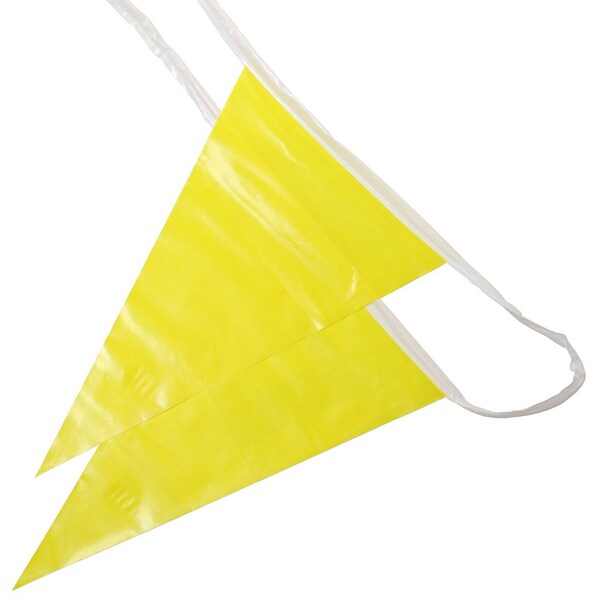 The Brush Man Perimeter Marking Flags - Yellow, 100 ft Line, 10PK - PENNANT OSHA Y