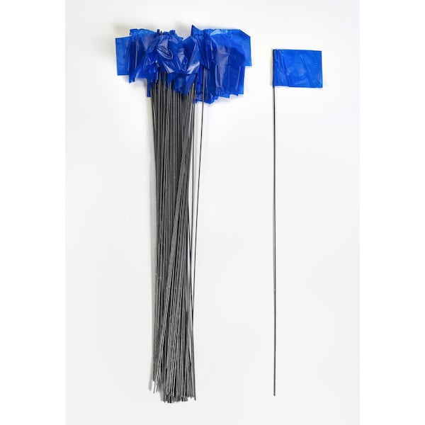 Mutual Industries 2.5X3.5X21" Wire Marking Flags, Blue 1000C - 15901-25-21