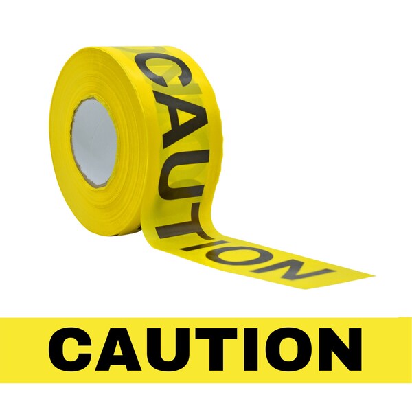Wod Tape Barricade Tape, Black and Yellow, 3 inch Wide x Polyethylene, 3 mil - WOD BRC-CC-03000-8-1000-BY