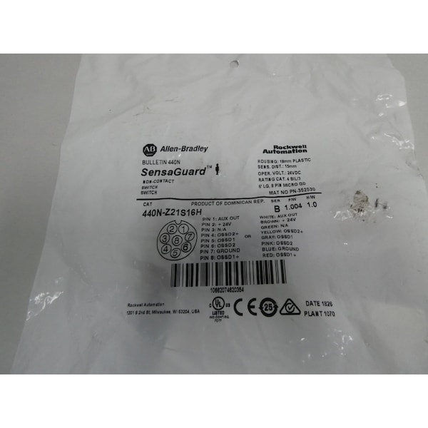 Interruptor de proximidad de 24V-DC - 440N-Z21S16H de Allen Bradley