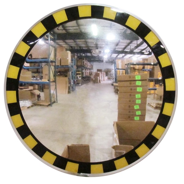 Se-Kure 30 in. Indoor Convex Mirror, Safety Border - SCVI-30T-SB