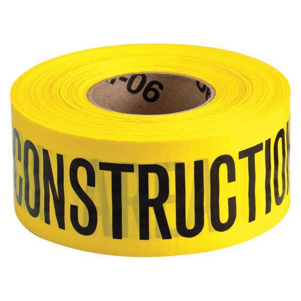 Zoro Select Barricade Tape, Caution Construction Area, Yellow, 3 in Wide x 500 ft Length, Polyethylene, 3 mil - 91101