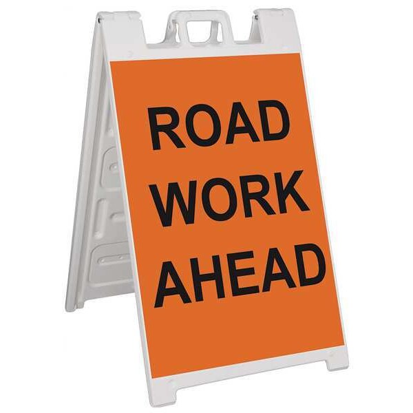 Zoro Select Barricade Sign, Plastic, Engineer, 45 in Height, 3 in Length, 18 lb, White - 130-WLGQ3611-OBEG
