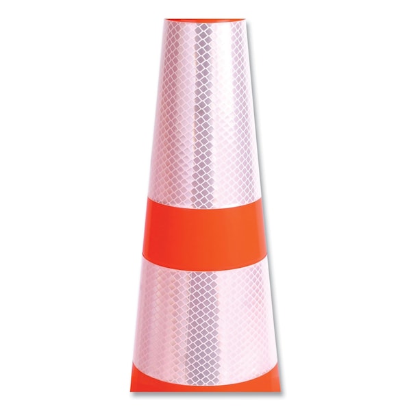 Tatco Traffic Cone, 10.75 x 10.75 x 28, Orange/Silver/Black - 35500