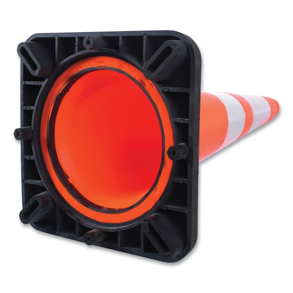 Tatco Traffic Cone, 10.75 x 10.75 x 28, Orange/Silver/Black - 35500