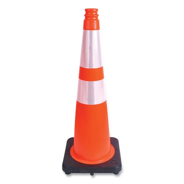 Tatco Traffic Cone, 10.75 x 10.75 x 28, Orange/Silver/Black - 35500