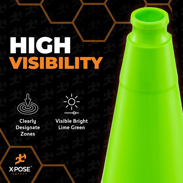 Xpose Safety Traffic Safety Cone, PVC, 28 in Height, 14 in Length, Lime Green - LTC28-48-X