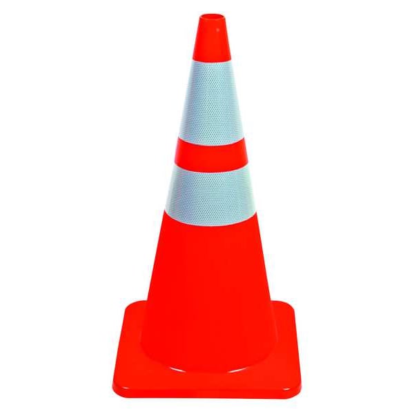 Zoro Select Traffic Cone, PVC, High-Intensity Prismatic, 36 in Height, 10 lb, Orange - 6FHA2