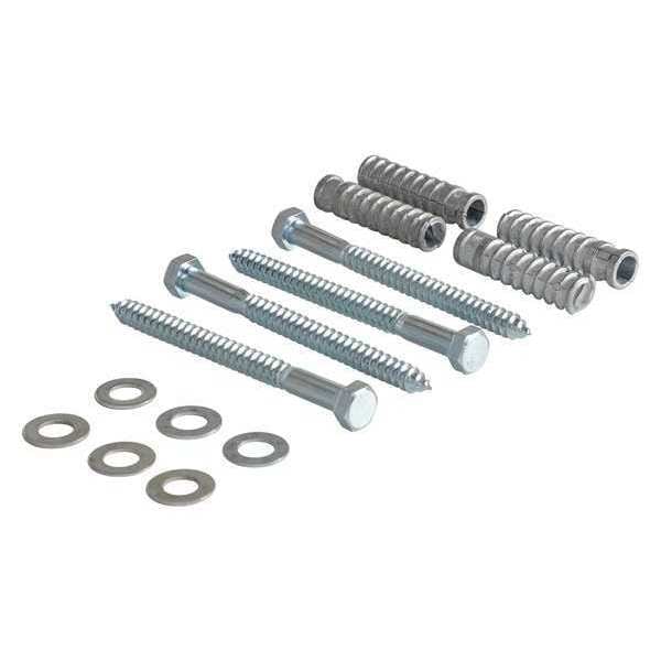 Zoro Select Concrete Mounting Kit, Steel, 6-3/8" Height, 3/4" Length, Silver - CS-33-KIT-4