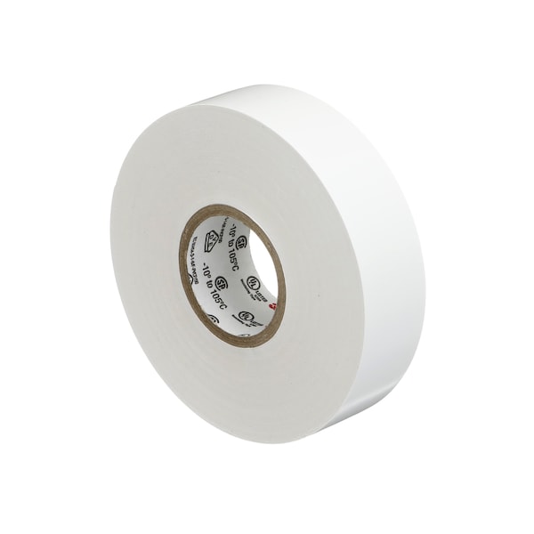 3M Vinyl Electrical Tape, 35, Scotch, 3/4 in W x 66 ft L, 7 mil thick, White, 1 Pack - 10828