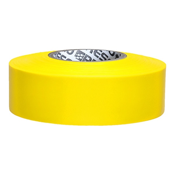 Zoro Select Flagging Tape, No Legend, Yellow, 1 3/16 in Wide x 150 ft Length, Vinyl, 4.5 mil - TFYG-200
