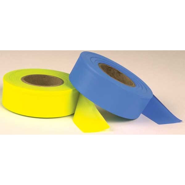 Zoro Select Flagging Tape, No Legend, Yellow, 1 3/16 in Wide x 150 ft Length, Vinyl, 4.5 mil - TFYG-200