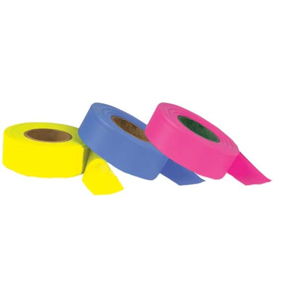 Zoro Select Flagging Tape, No Legend, Yellow, 1 3/16 in Wide x 150 ft Length, Vinyl, 4.5 mil - TFYG-200