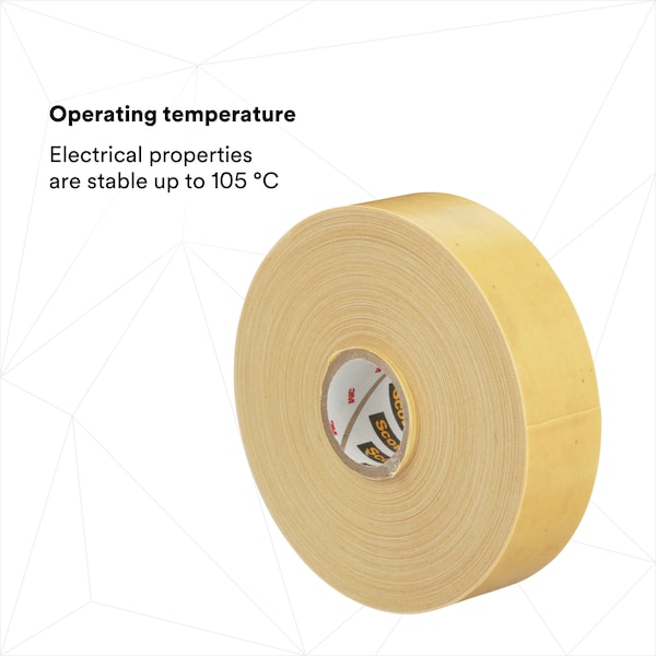 3M Varnished Cotton Cambric Electrical Tape 2520, Scotch, 3/4 in W x 108 ft L, 8 mil, Yellow, 1 Pack - 2520-3/4X36YD
