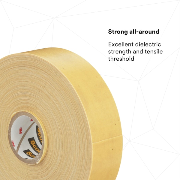 3M Varnished Cotton Cambric Electrical Tape 2520, Scotch, 3/4 in W x 108 ft L, 8 mil, Yellow, 1 Pack - 2520-3/4X36YD