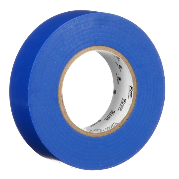 3M Vinyl Electrical Tape, 165, Temflex, 3/4 in W x 60 ft L, 6 mil thick, Blue, 1 Pack - 165BL4A