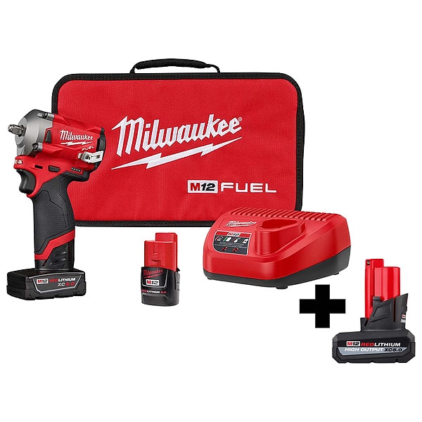 Milwaukee Tool M12 FUEL 3/8" SIW Kit, M12 HOXC5.0 Batt - 2554-22, 48-11-2450
