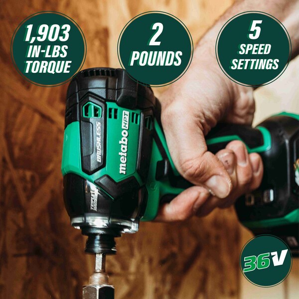Metabo Hpt 36V 18V MV Cordless Brushless Triple Hammer Bolt  Impact Driver Kit - WH36DCM