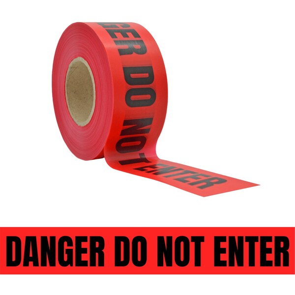 Wod Tape Barricade Tape, Black and Red, 3 inch Wide x Polyethylene, 3 mil - WOD BRC-DDNE-03000-8-1000-BR