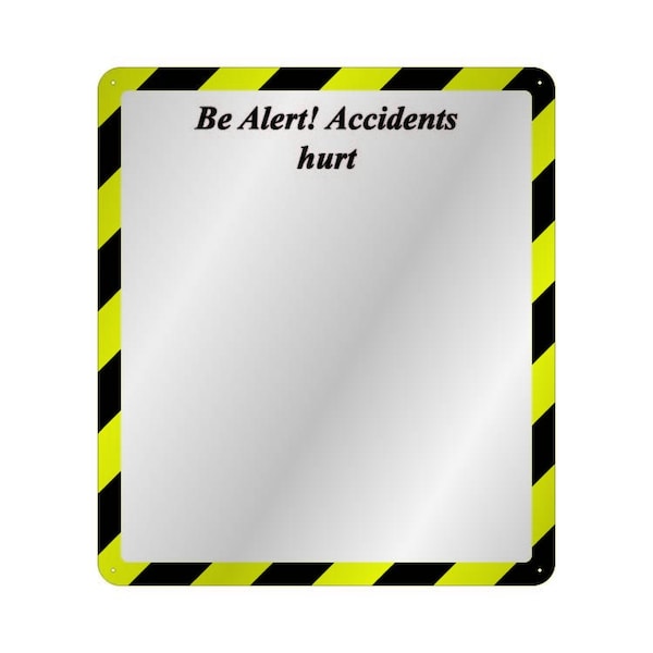 Se-Kure View 16'' X 19'' H ''Be Alert! Accidents Hurt'' Mirror, Yellow and Black - DM901YB