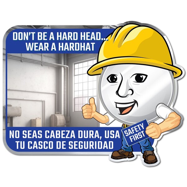 Se-Kure View 23'' W X 15'' H ''Don'T Be A Hard Head. Wear A Hard Hat'' Bilingual Mirror - BSM306-M