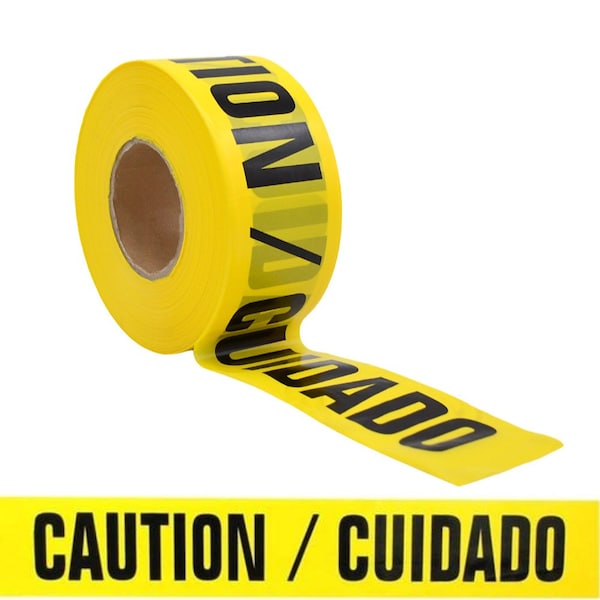 Wod Tape Barricade Tape, Black and Yellow, 3 inch Wide x Polyethylene, 3 mil - WOD BRC-SCUI-03000-8-1000-BY