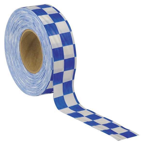 Zoro Select Flagging Tape, No Legend, Blue/White, 1 3/16 in Wide x 300 ft Length, Vinyl, 2 mil - CKWB-200
