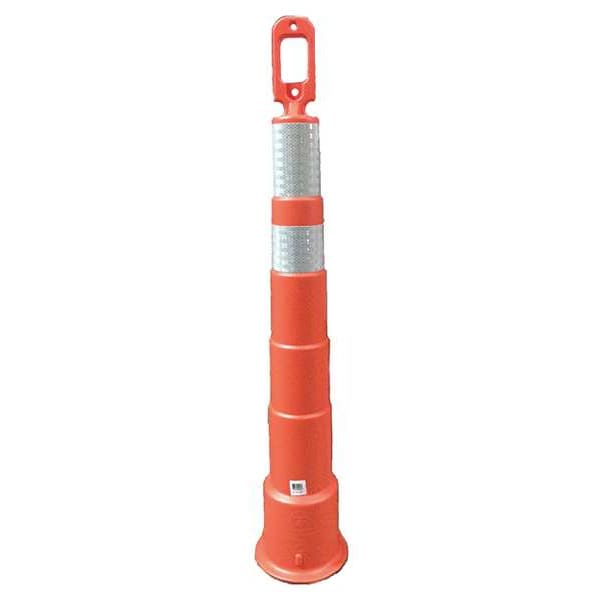 Zoro Select Trim Line Channelizer, HDPE, High-Intensity Prismatic, 49 in Height, 8" Length, 4 lb, Orange - 03-750-64HI