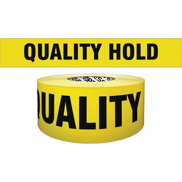 Zoro Select Barricade Tape, Quality Hold, Yellow, 3 in Wide x 1,000 ft Length, Polyethylene, 4 mil - B3104Y1511-200