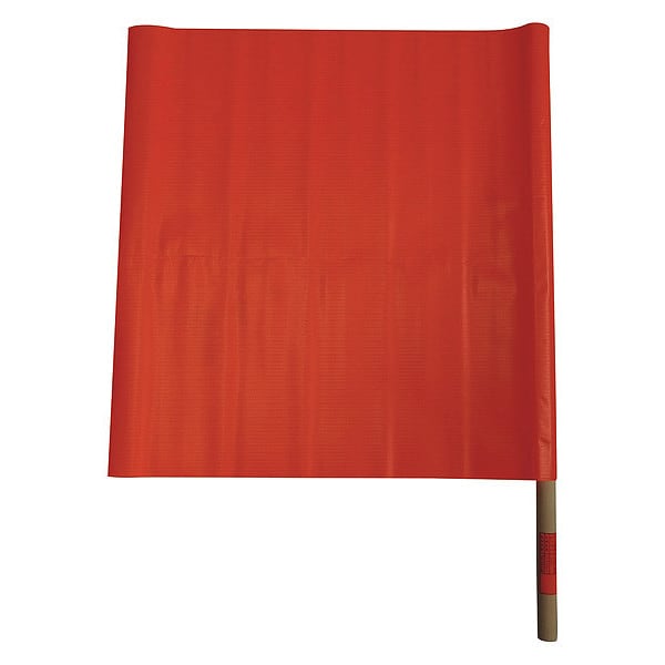 Zoro Select Handheld Warning Flag, Vinyl, 18 in Height, 18" Length, Fluorescent Orange - 8AE39