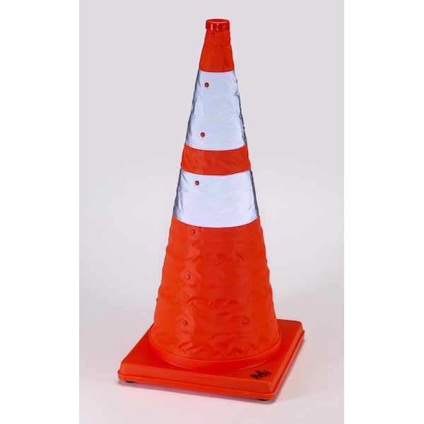 Zoro Select Nylon Collapsible Traffic Cone, 28" H, Nylon, Engineer, 28 in Height, 2 inch Length, 5 pounds - 17714-1-128