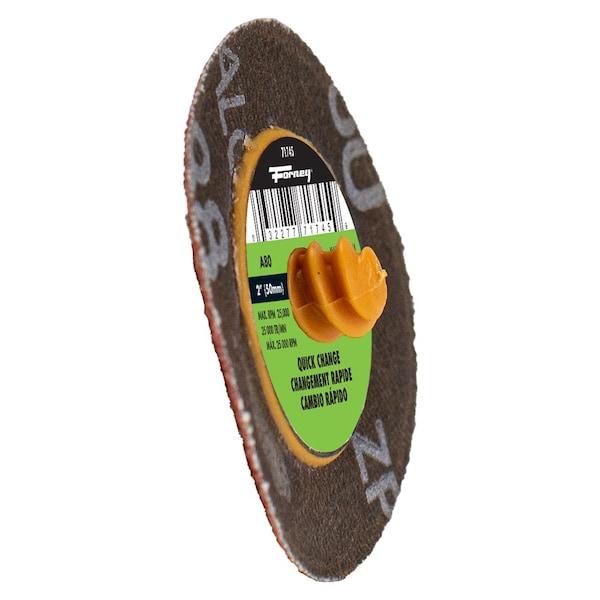 Forney Quick Change Sanding Disc, 80 Grit, 2 in 5-pack of Forney 71745 - 71602