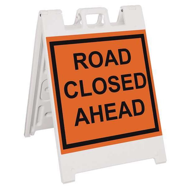 Zoro Select Barricade Sign, Plastic, Engineer, 36 in Height, 3 in Length, 17 lb, White - 136-WLGQ2409-OBEG