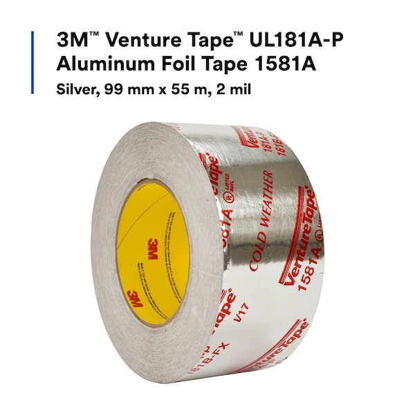 3M VentureTape UL181A-P Foil Tape, 3 IN x 60 Yards, 1581-G076 - 7100043929