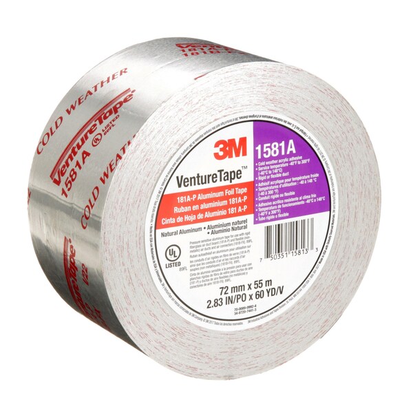 3M VentureTape UL181A-P Foil Tape, 3 IN x 60 Yards, 1581-G076 - 7100043929
