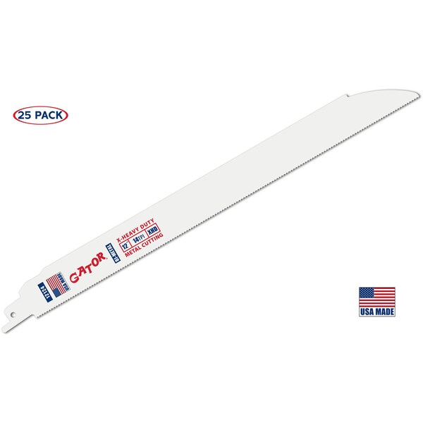 Gator Reciprocating Saw Blade 12 in. x 1 in. x 14tpi #12124-25, X-Heavy Duty Metal Cutting, 25PK - 12124-25