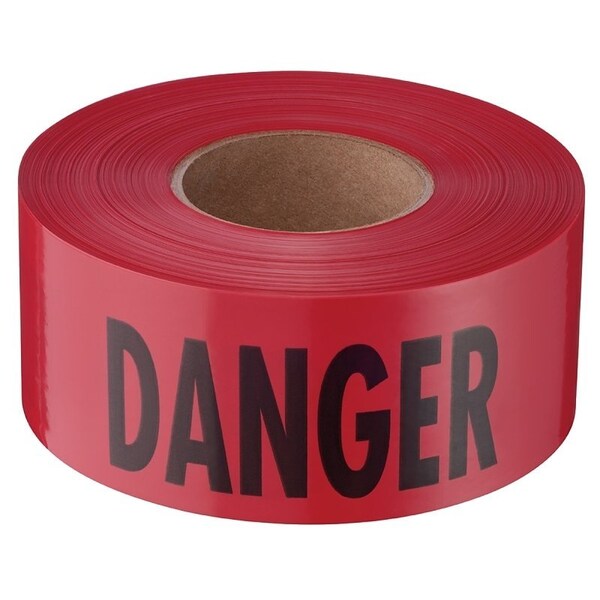 Empire Level 711004 Barricade Tape, 1000 ft L, 3 in W, BlackRed, Plastic - 71-1004