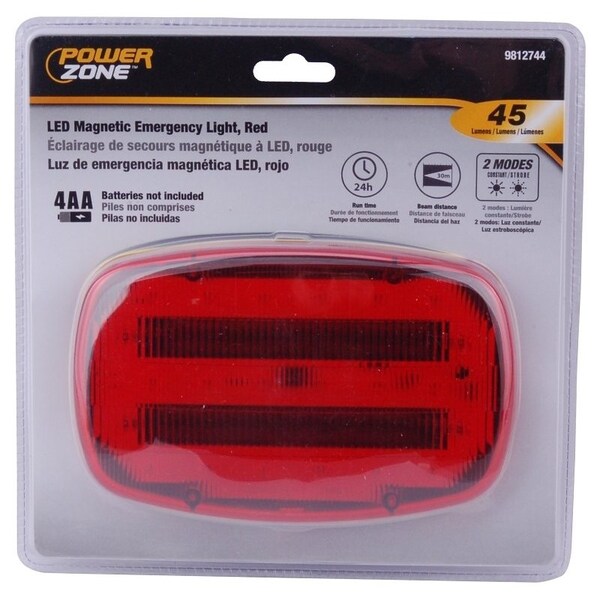 Powerzone LED Magnetic Emergency Light, Red Reflector, ABS Reflector, 6-1/4 in W Reflector, 4 in H Reflector - 35706