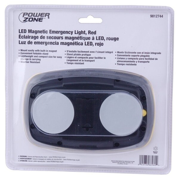Powerzone LED Magnetic Emergency Light, Red Reflector, ABS Reflector, 6-1/4 in W Reflector, 4 in H Reflector - 35706