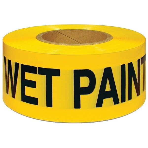 Intertape Barricade Tape, 300 ft L, 3 in W, Black/Yellow, Vinyl - 600WP300