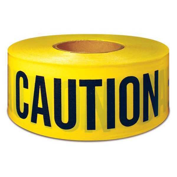 Zoro Select Barricade Tape, Caution, Yellow, 3 in Wide x 1,000 ft Length, Polyethylene Film, 2 mil - 600CC 1000
