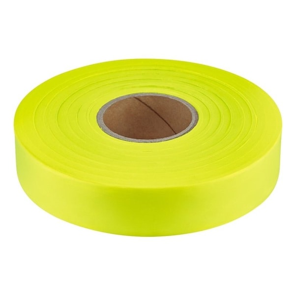 Empire Level Flagging Tape, 600 ft L, 1 in W, Yellow, Plastic - 77-064