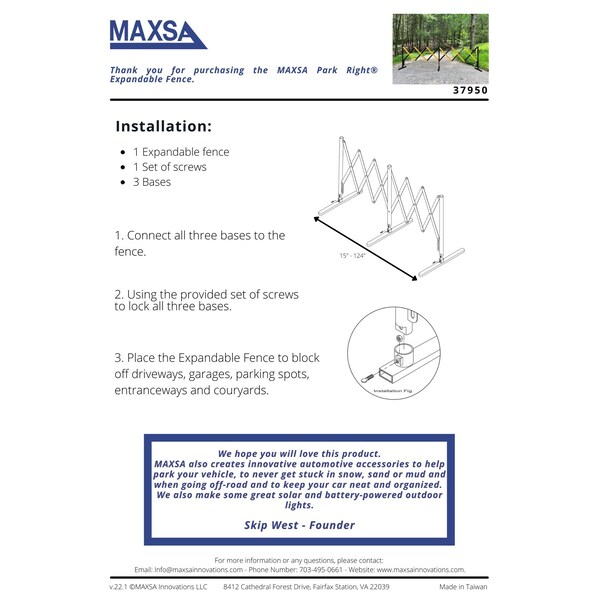 Maxsa Innovations Park RightÃ‚Â® Expandable Fence, 3 Height, 36 Length, 15 - 37950